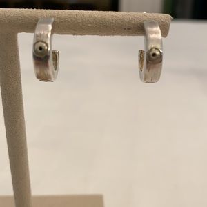 Silver Vintage Demure Hoop Earrings Ann Taylor with Circle Embossed Stamp